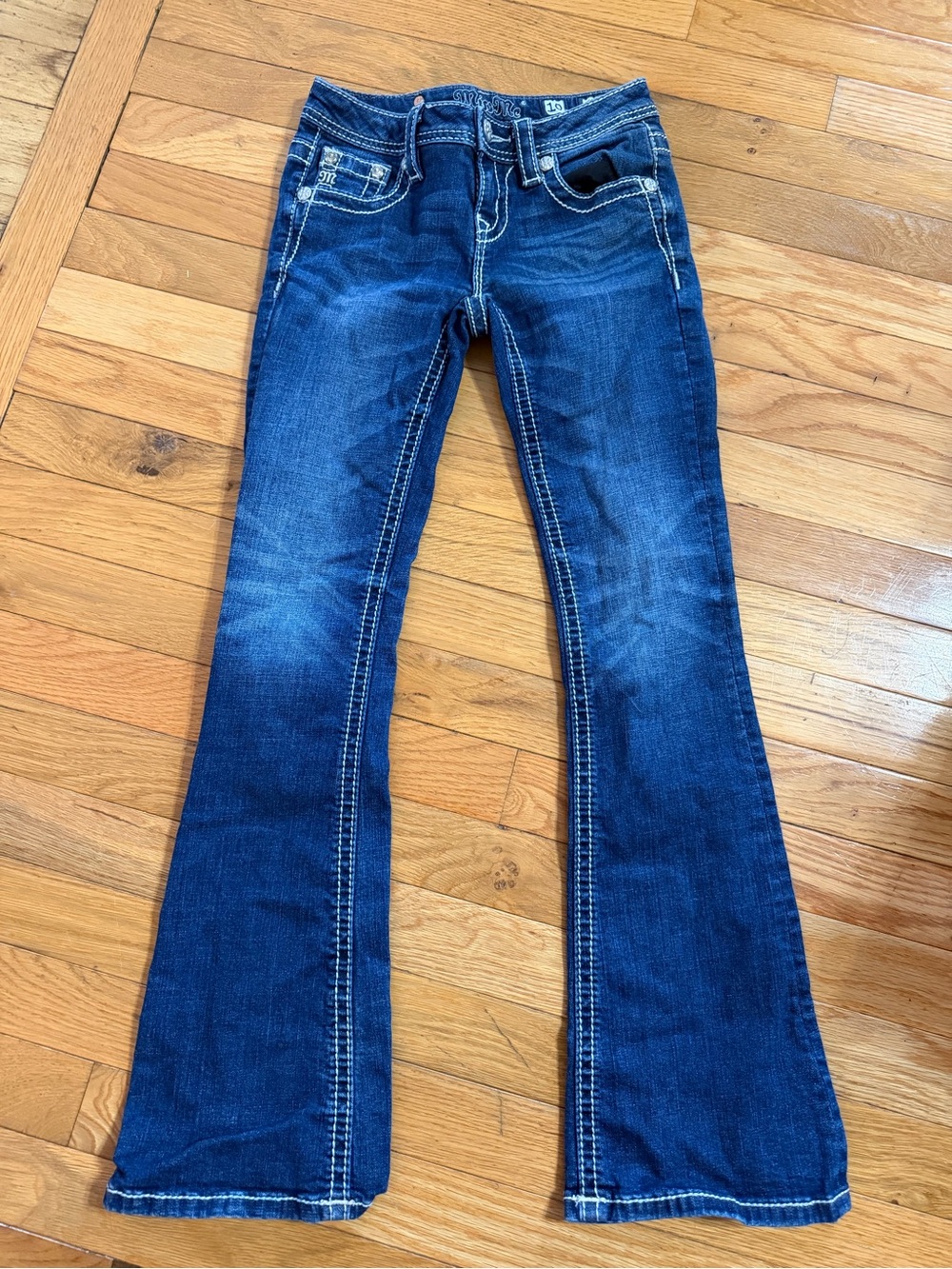 Miss Me Blue Flare Jeans with Contrast Stitching